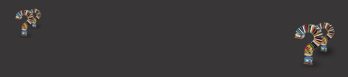 Trave böcker som är formade som ett frågetecken