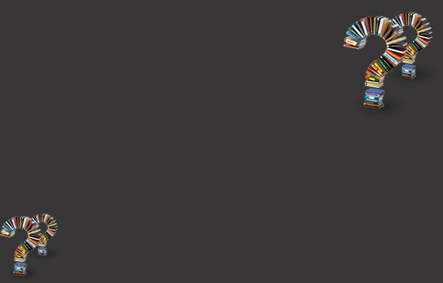 Trave böcker som är formade som ett frågetecken